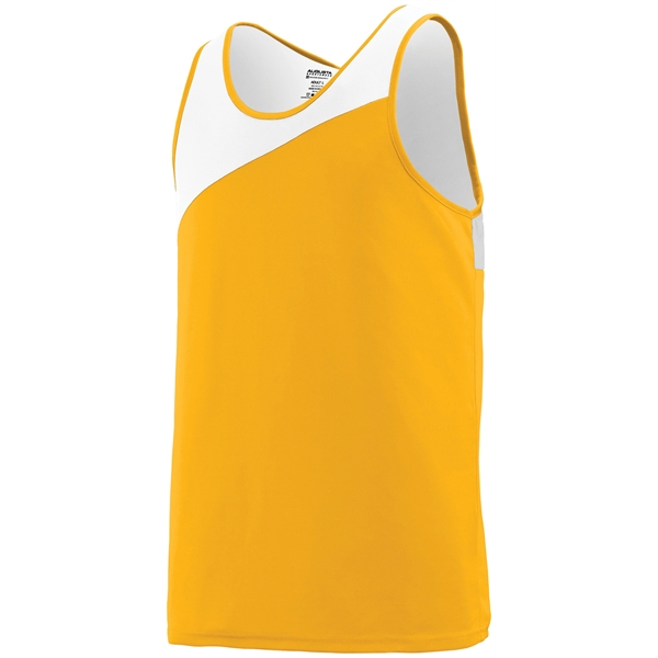 Adult jersey with moisture wicking, asymmetrical contrast color yoke, and double-needle... from ASI 37461 Augusta Sportswear