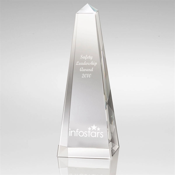2.75" x 7.88" x 2.75" Dolmen II medium crystal obelisk award.... from ASI 67866 Logomark/Valumark