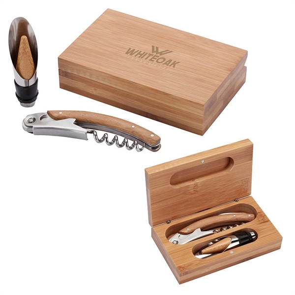 2-piece wine set with 3-function bar tool and wine pourer; encased... from ASI 67866 Logomark/Valumark