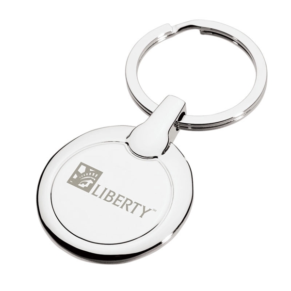 0.31" x 3" x 1.25" Perspective round metal keychain with chrome... from ASI 67866 Logomark/Valumark / Valumark™
