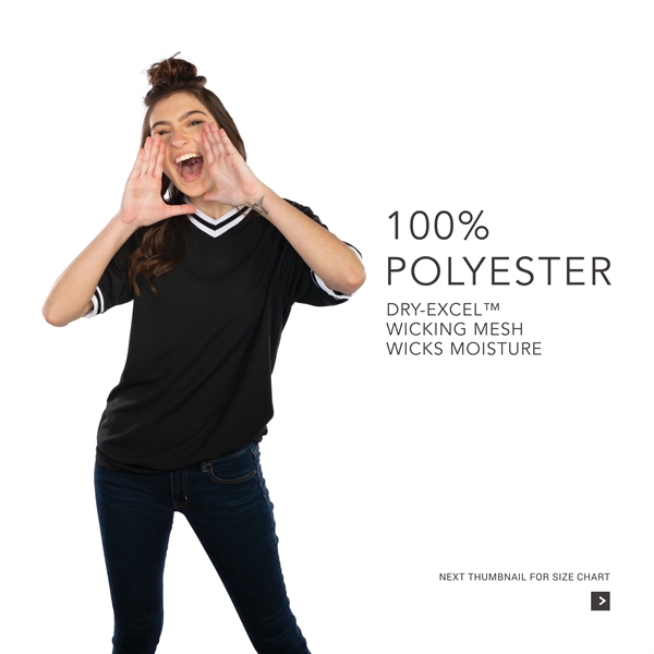 Retro V-Neck Baseball Jersey. Dry-Excel. 100% polyester wicking mesh.... from ASI 37461 Augusta Sportswear / Holloway Sportswear