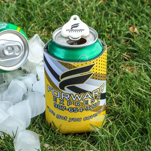 Full-color can cooler and Cappy gadget combo that keeps drinks cold,... from ASI 61966 HPG / Best Promotions USA