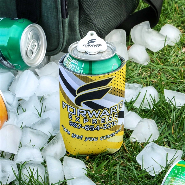 Full-color can cooler and Cappy gadget combo that keeps drinks cold,... from ASI 61966 HPG / Best Promotions USA