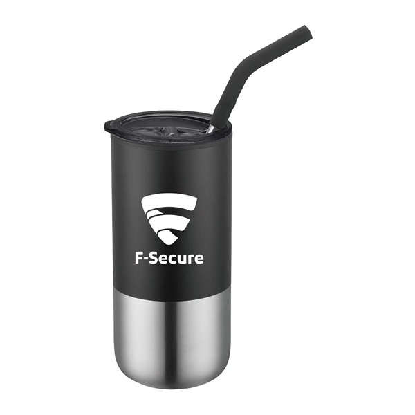 Stainless steel tumbler with silicone-tipped straw.... from ASI 90859 Tempo Industries Inc / Tempo Tempoline
