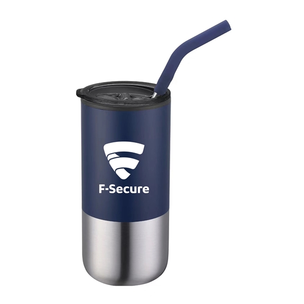 Stainless steel tumbler with silicone-tipped straw.... from ASI 90859 Tempo Industries Inc / Tempo Tempoline