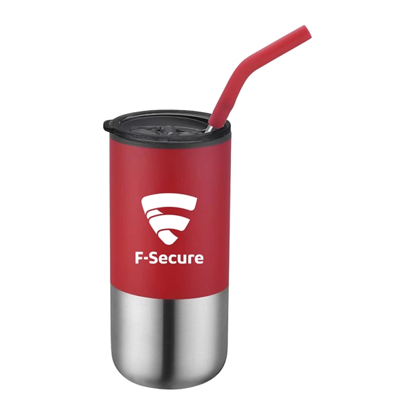 Stainless steel tumbler with silicone-tipped straw.... from ASI 90859 Tempo Industries Inc / Tempo Tempoline
