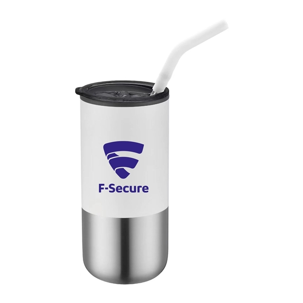 Stainless steel tumbler with silicone-tipped straw.... from ASI 90859 Tempo Industries Inc / Tempo Tempoline