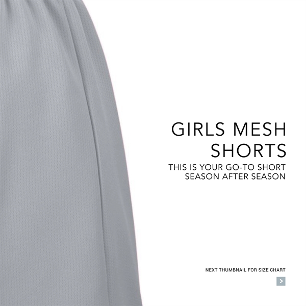 Girls shorts made from 100% polyester wicking mesh shorts.... from ASI 37461 Augusta Sportswear / Augusta Sportswear, Inc. d/b/a Momentec Brands