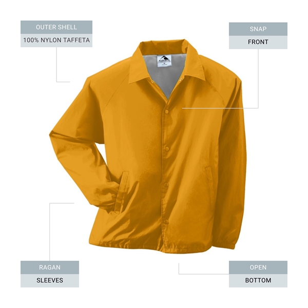 Adult water-resistant nylon coach's jacket lined with polyester featuring a snap... from ASI 37461 Augusta Sportswear