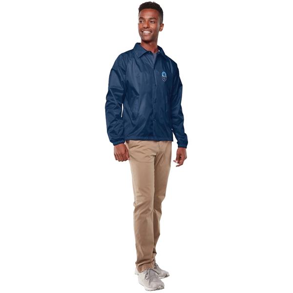 Adult water-resistant nylon coach's jacket lined with polyester featuring a snap... from ASI 37461 Augusta Sportswear
