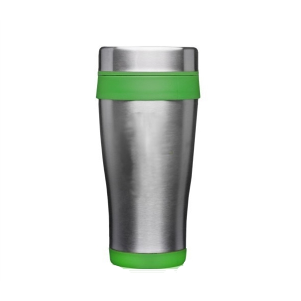 Stainless steel tumbler with plastic lid with 16 oz. capacity plus... from ASI 37218 Athena Promo (tm)