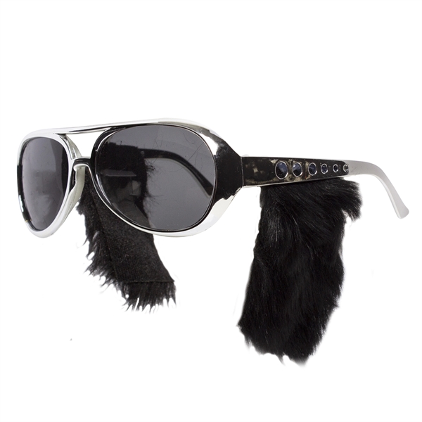 Elvis inspired sunglasses with silver trim and signature black synthetic sideburns.... from ASI 42016 Brighter Promotions Inc