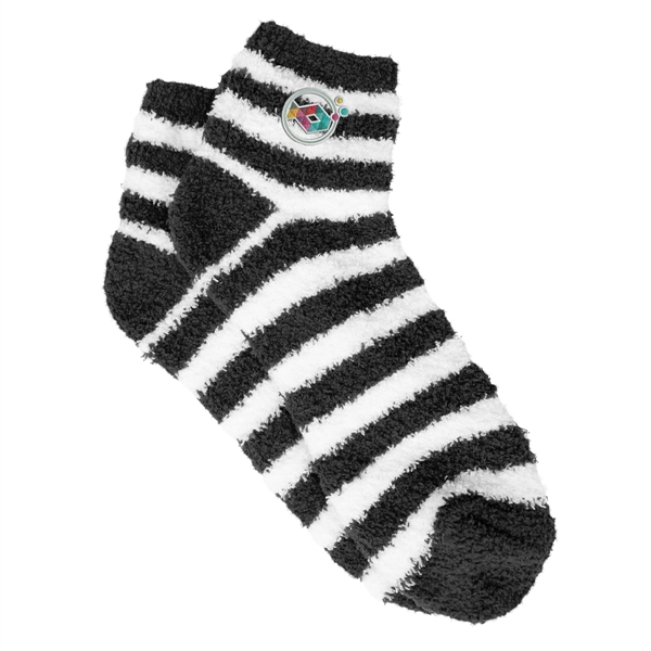 Pair of unisex 40 gram feather yarn fuzzy striped socks in... from ASI 61125 Hit Promotional Products / Hit®