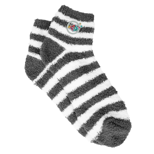 Pair of unisex 40 gram feather yarn fuzzy striped socks in... from ASI 61125 Hit Promotional Products / Hit®