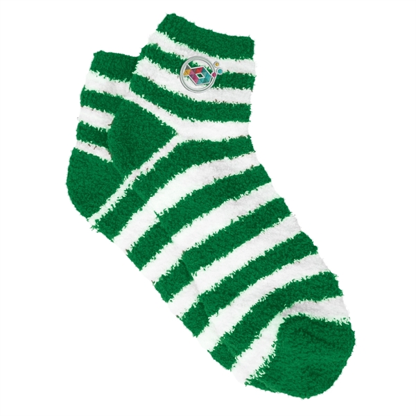 Pair of unisex 40 gram feather yarn fuzzy striped socks in... from ASI 61125 Hit Promotional Products / Hit®