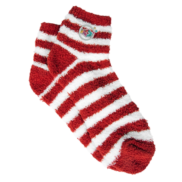 Pair of unisex 40 gram feather yarn fuzzy striped socks in... from ASI 61125 Hit Promotional Products / Hit®