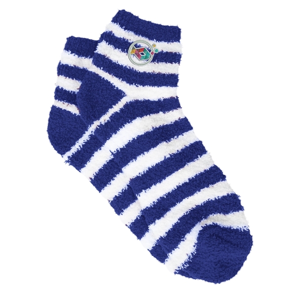Pair of unisex 40 gram feather yarn fuzzy striped socks in... from ASI 61125 Hit Promotional Products / Hit®