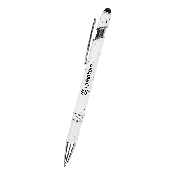 Plunger action pen with white flecked barrel, metal tip and clip... from ASI 61125 Hit Promotional Products / Hit®