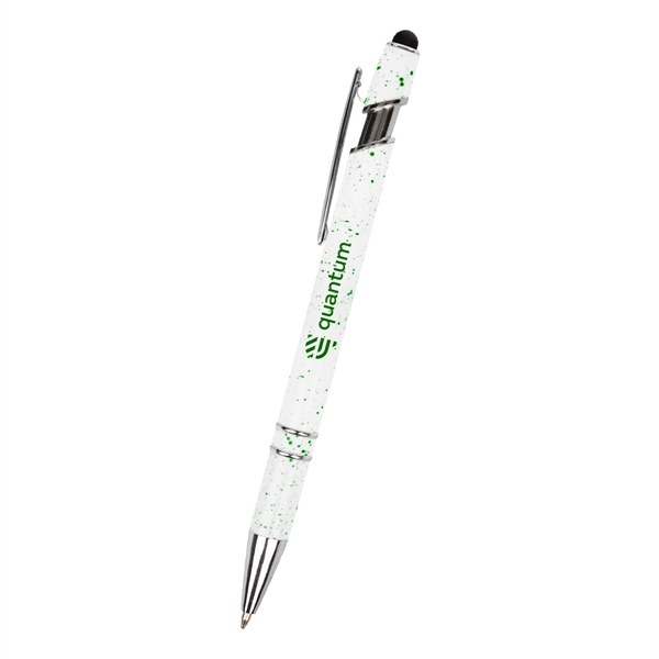 Plunger action pen with white flecked barrel, metal tip and clip... from ASI 61125 Hit Promotional Products / Hit®