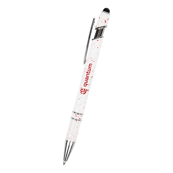 Plunger action pen with white flecked barrel, metal tip and clip... from ASI 61125 Hit Promotional Products / Hit®