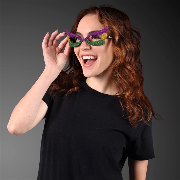 Mardi Gras Eyeglasses, Glitter Frames; Blank & Imprinted Pricing... from ASI 34194 ALightPromos