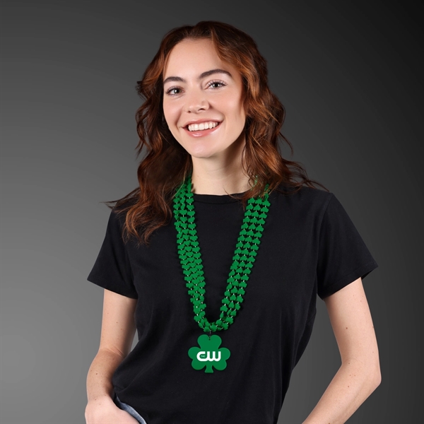 Rounded Mini Shamrocks Bead Necklace with Medallion; Imprinted Pricing... from ASI 34194 ALightPromos