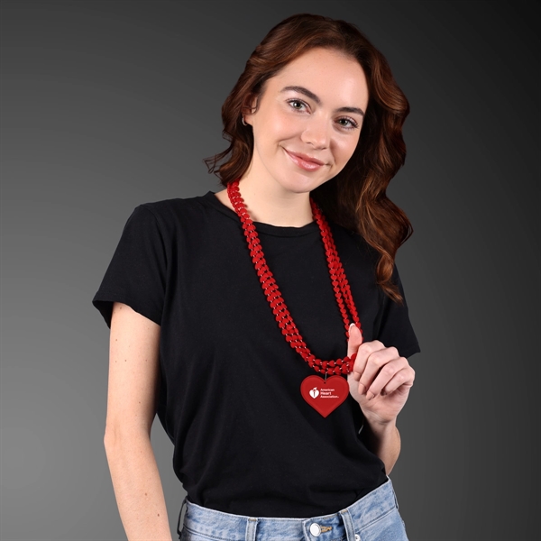 Red Heart Beads Value Necklace with Medallion; Imprinted Pricing... from ASI 34194 ALightPromos