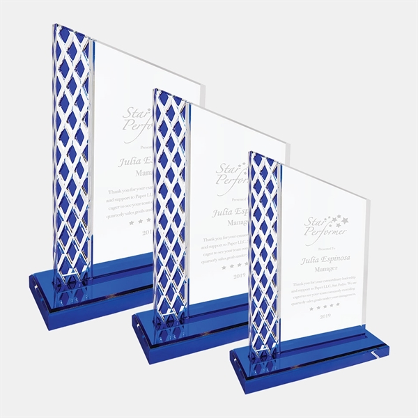 Diamond blue acrylic ice plaque with base.... from ASI 47791 Best Deal Awards