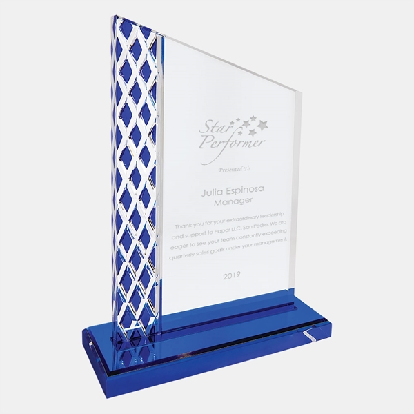 Diamond blue acrylic ice plaque with base.... from ASI 47791 Best Deal Awards