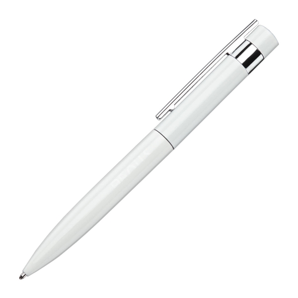 Metal twist action ballpoint pen with chrome trim and soft rubber... from ASI 84592 St Regis Group