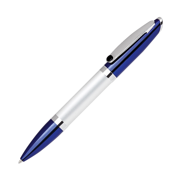 Heavy brass twist-action ballpoint pen with a slanted chrome tipped cap... from ASI 68190 Lungsal / Lungsal
