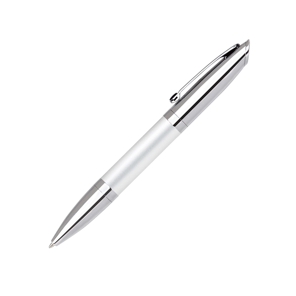 Heavy brass twist-action ballpoint pen with a slanted chrome tipped cap... from ASI 68190 Lungsal / Lungsal