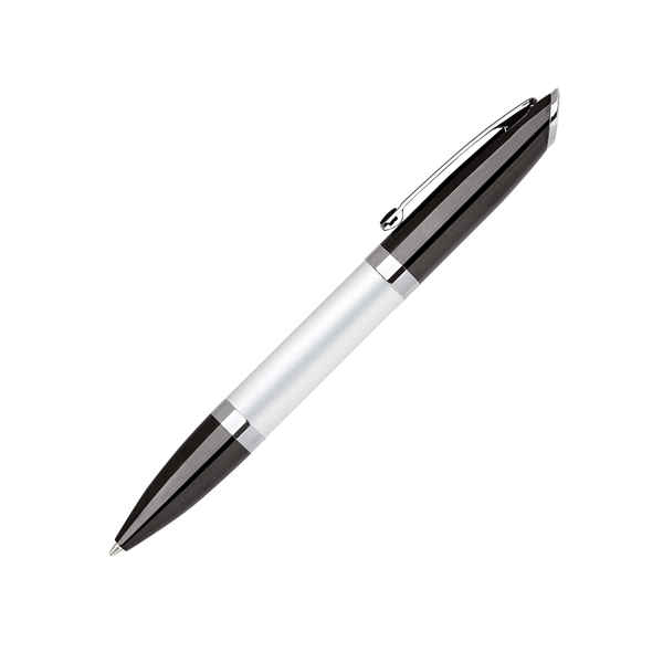 Heavy brass twist-action ballpoint pen with a slanted chrome tipped cap... from ASI 68190 Lungsal / Lungsal