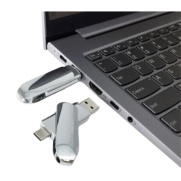 Electroplated Chrome Type-C USB Flash Drive USB 2.0 available in capacities... from ASI 37218 Athena Promo (tm)