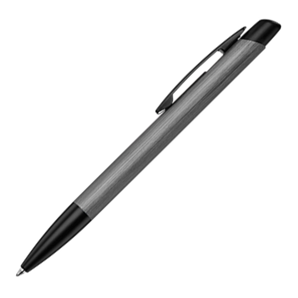 Brushed aluminum ballpoint pen with black trim.... from ASI 84592 St Regis Group