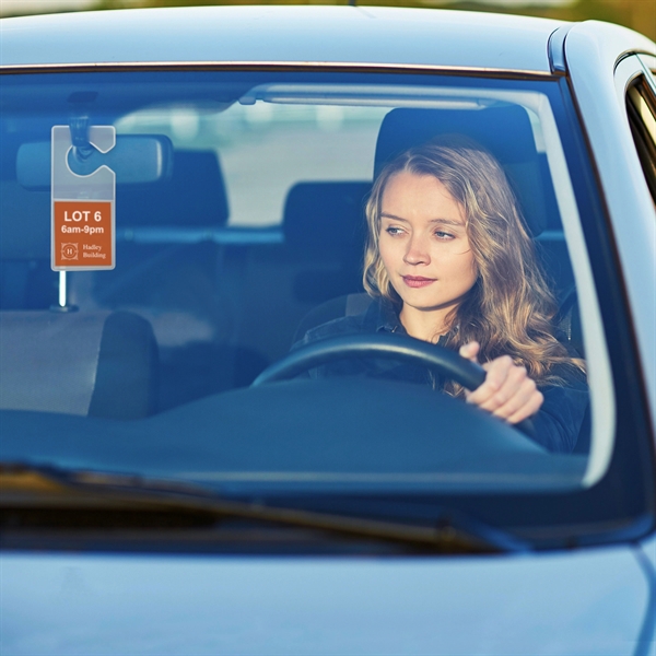 Affordable vehicle hang tag holders attach easily to a rearview mirror.... from ASI 79898 Promovision / PROMOVISION