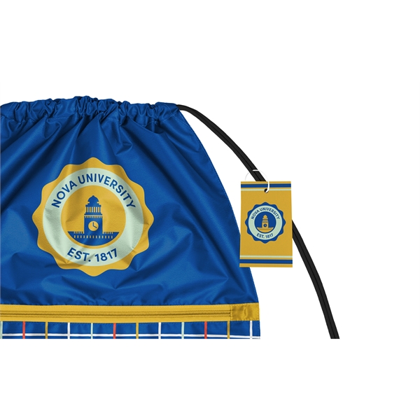 Full color drawstring bag made of recycled polyester with zipper pocket.... from ASI 45657 Pop! Promos