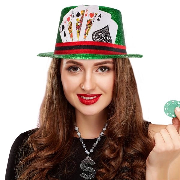 One-size-fits-most bright green glitter casino top hat.... from ASI 42016 Brighter Promotions Inc