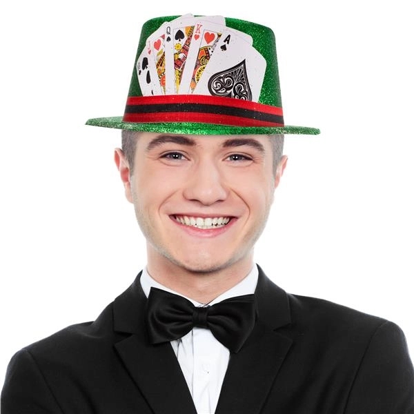 One-size-fits-most bright green glitter casino top hat.... from ASI 42016 Brighter Promotions Inc