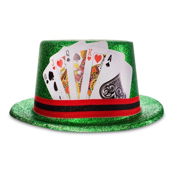 One-size-fits-most bright green glitter casino top hat.... from ASI 42016 Brighter Promotions Inc