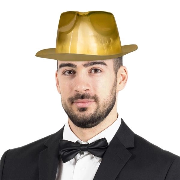 Gold fedora hat made of plastic.... from ASI 42016 Brighter Promotions Inc