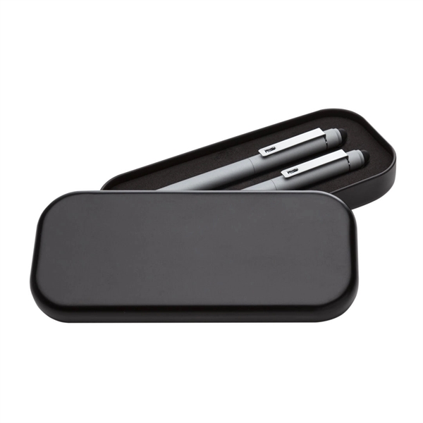 Double satin silver metal pen box.... from ASI 84592 St Regis Group