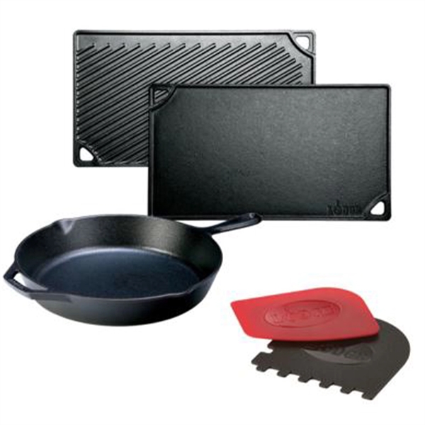 Cast Iron 16.75" Reversible Griddle and 12" Skillet bundle... from ASI 61966 HPG / HPG Gold Beacon Premium Brands