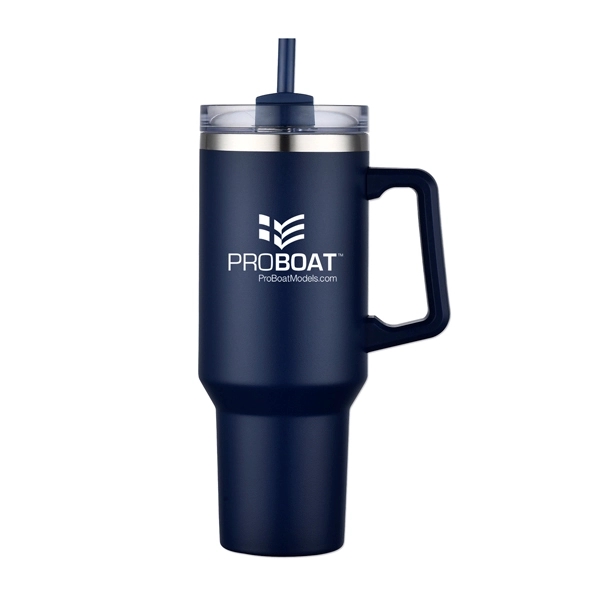40 oz. Stainless steel travel mug with vacuum insulation, handle, lid... from ASI 98360 WOWLine / WOWLine®