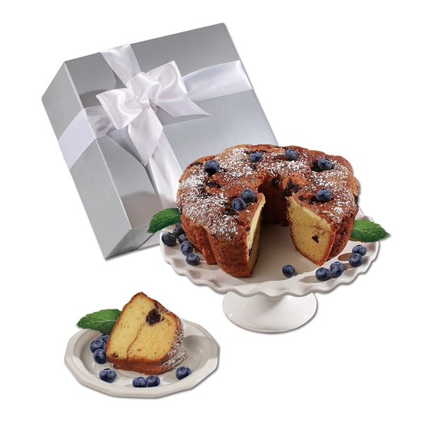 blueberry coffee cake in silver gift box... from ASI 68680 Maple Ridge Farms Inc