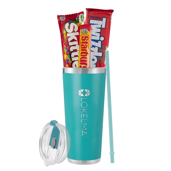 20oz Tumbler with straw; the set includes Starburst (2.07 oz), Skittles... from ASI 71685 Midnite Snax®