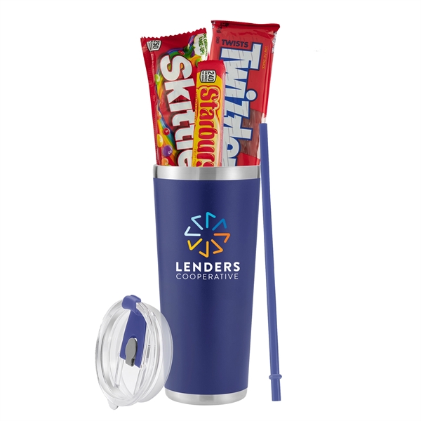 20oz Tumbler with straw; the set includes Starburst (2.07 oz), Skittles... from ASI 71685 Midnite Snax®