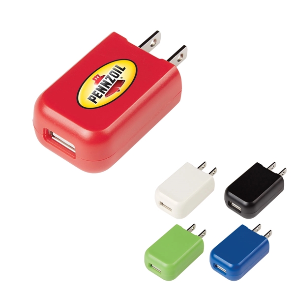 Rectangular UL Listed USB A/C Adapter charges fast and efficiently at... from ASI 61125 Hit Promotional Products / Hit®