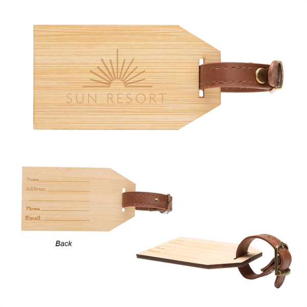 2.25" x 4" bamboo luggage tag with PU leatherette strap and... from ASI 61125 Hit Promotional Products / Hit®