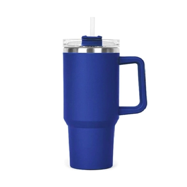 Stainless steel tumbler with handle and straw, 40 oz. plus 1... from ASI 37218 Athena Promo (tm)